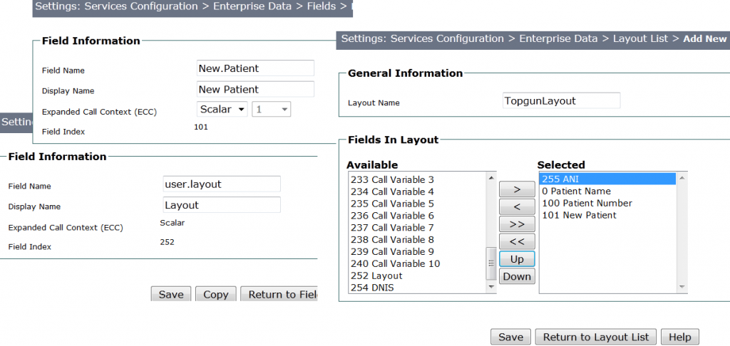 UCCX Layout List