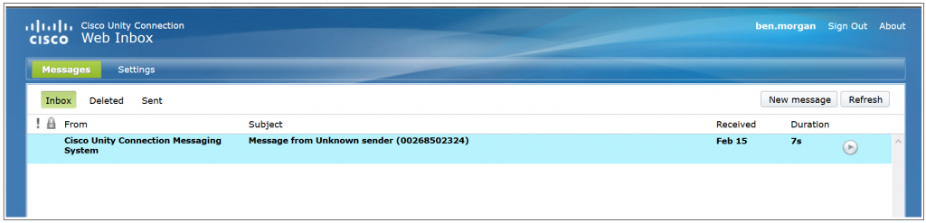 Cisco Unity Connection Web Inbox